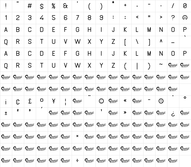 GABOED thin  glyph index