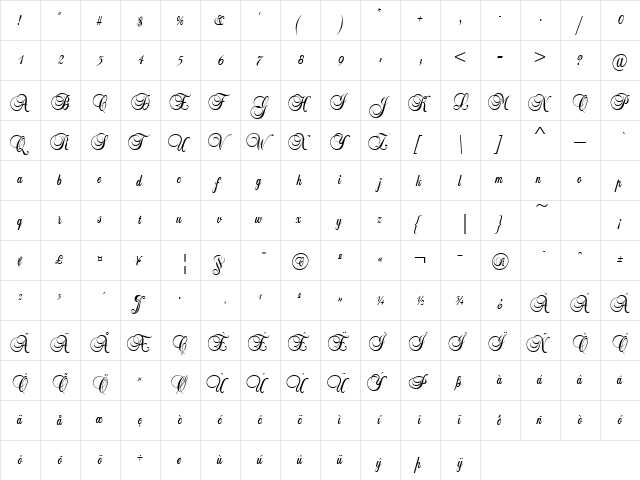 Lei Script Ssk Regular  glyph index