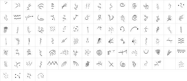 Mini Pics Confetti Light  glyph index