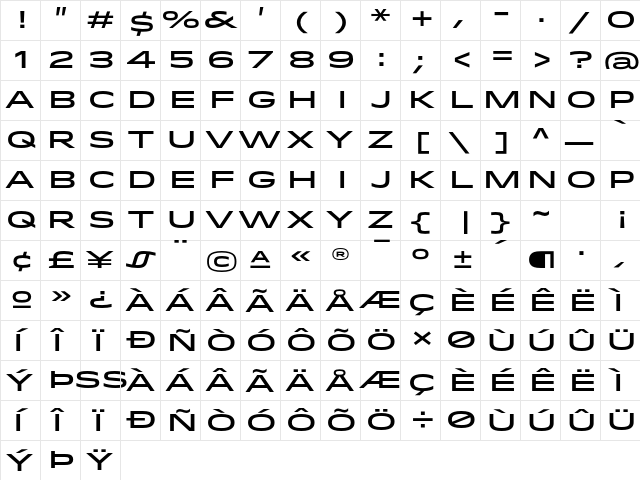 Idlewild Medium  glyph index