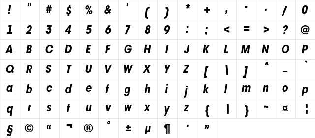 a_AvanteTckNr ExtraBoldItalic  glyph index