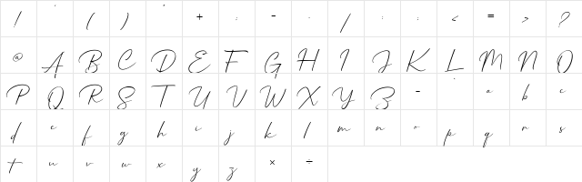 Mathanifo Script Regular  glyph index