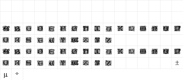 Jeff Regular  glyph index