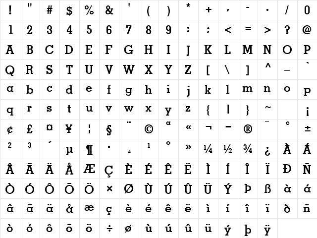 JaakSSK Bold  glyph index