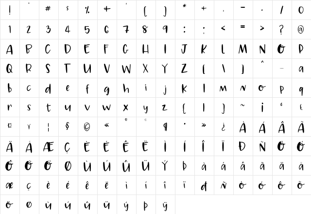 Marley Regular  glyph index