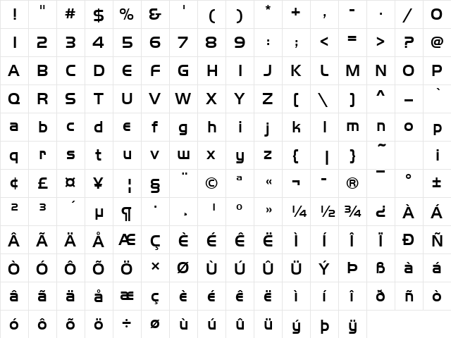 HandelGotDMed Regular  glyph index