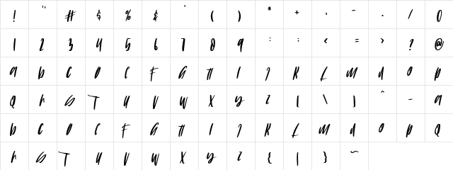 COMMODO Regular  glyph index