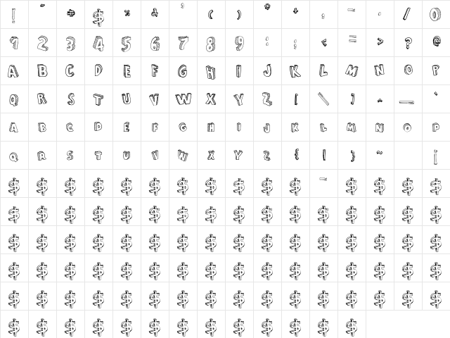 From Cartoon Blocks Regular  glyph index