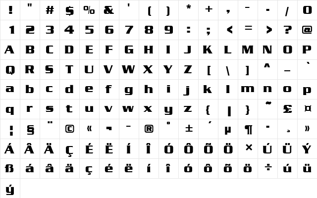 Serpentine D EE Bold  glyph index