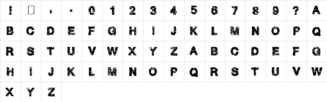 Hard Grunge Regular  glyph index