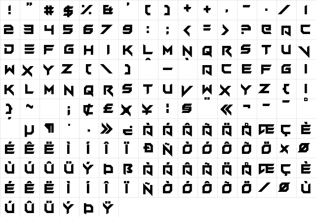 Vermin Vibes V Regular  glyph index