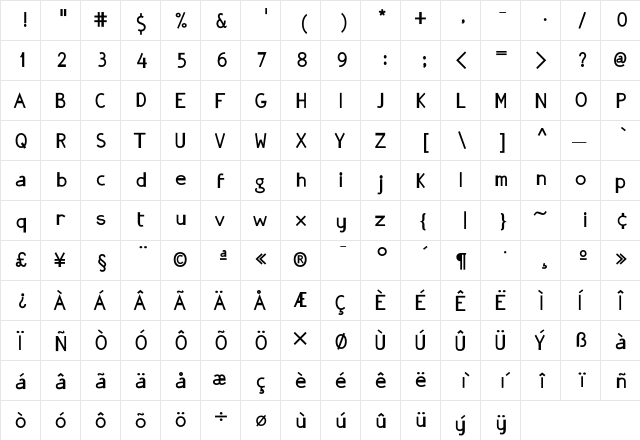 GonzaPlus Bold  glyph index