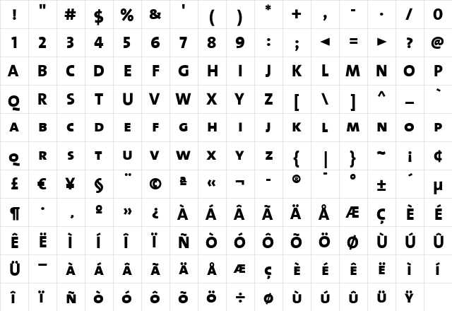 TheMix ExtraBold  glyph index