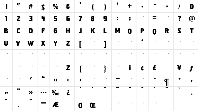 ElstonBold Regular  glyph index