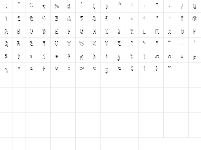 LD Sleek Regular  glyph index