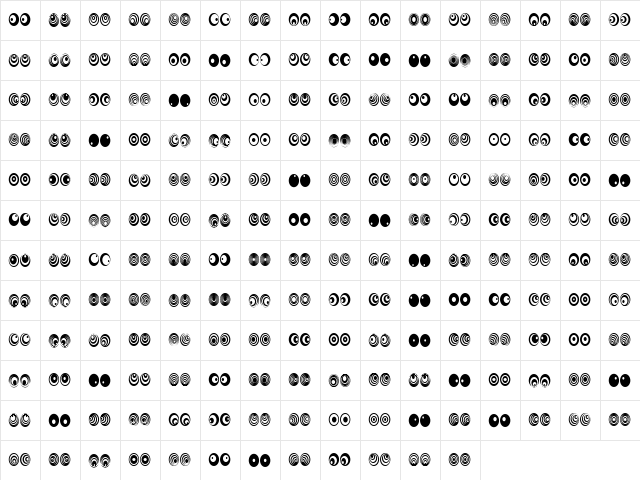 Me Regular  glyph index