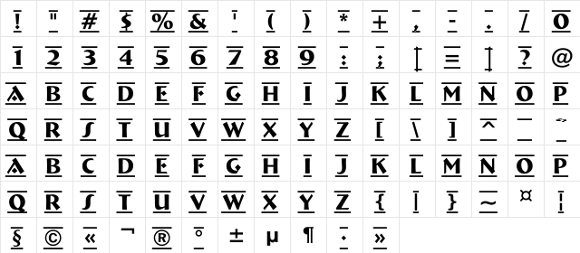 a_BremenDcFr Regular  glyph index