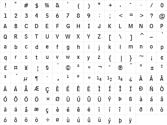 BellCentennial LT SubCaption Regular  glyph index