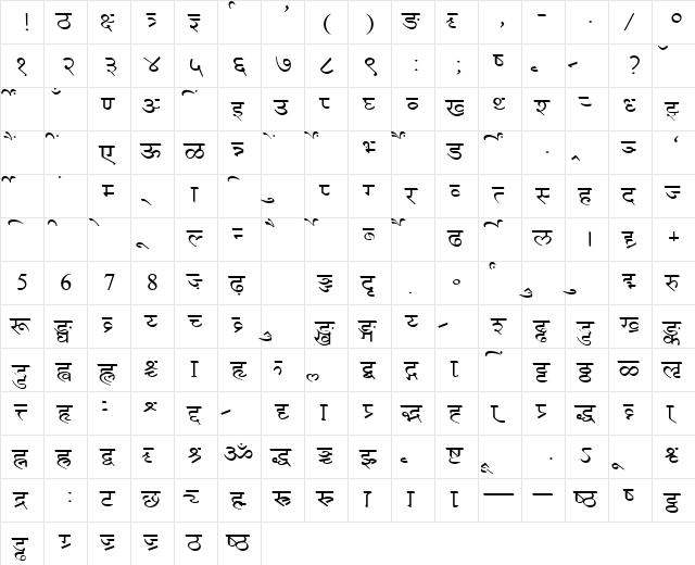 AkrutiDevPriyaExpanded Normal  glyph index