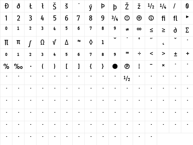 InfoOffice Medium  glyph index