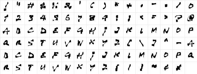 Haunting Regular  glyph index