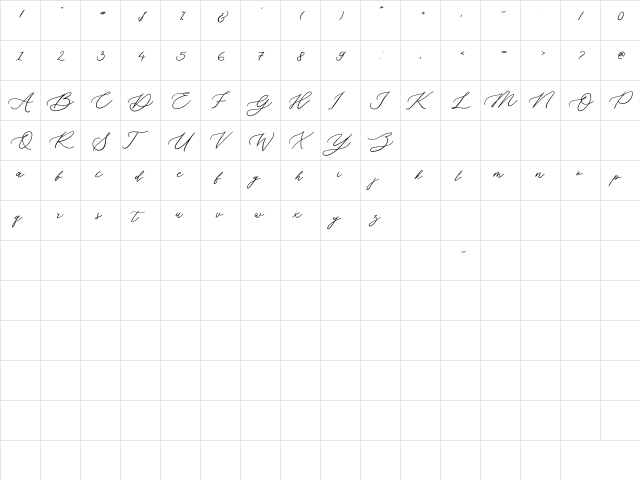 Grand Amoura Regular  glyph index