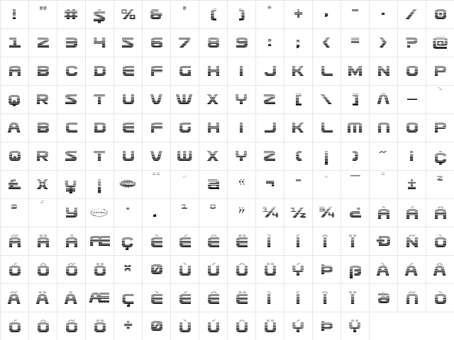 Usuzi Gradient Regular  glyph index