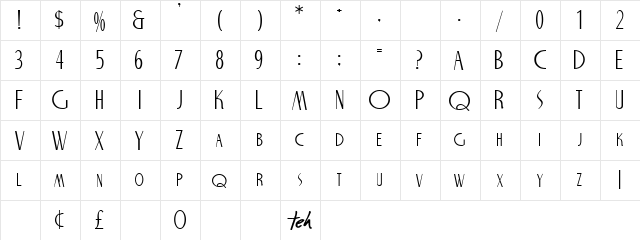 NICHOLAS Regular  glyph index