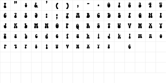 RaindropSSK Bold  glyph index