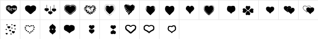 Hearts Regular  glyph index