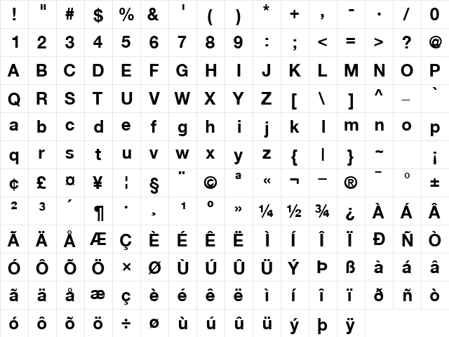ContextRepriseSSK Bold  glyph index