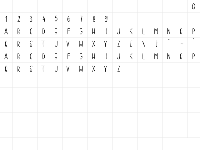 Summer Like Sans Regular  glyph index