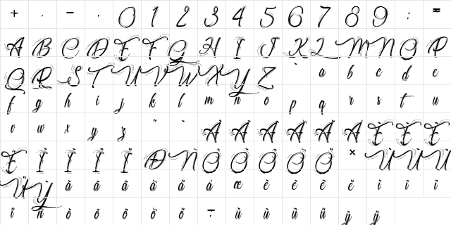 Chocolatine du Dimanche Regular  glyph index