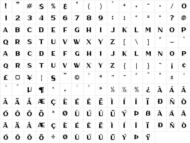 Haarlem Sans Regular  glyph index