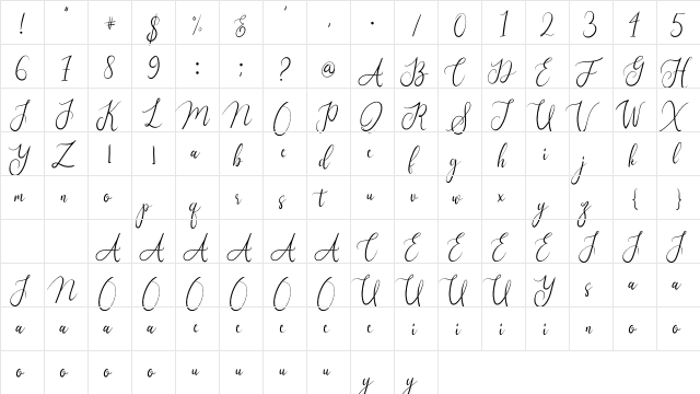 Amaterasu Regular  glyph index