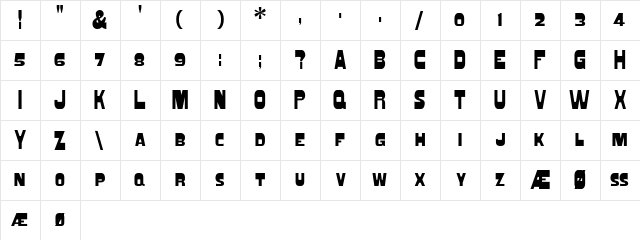 Blacktop SmallCaps  glyph index
