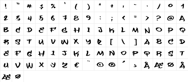 Flashit Regular  glyph index