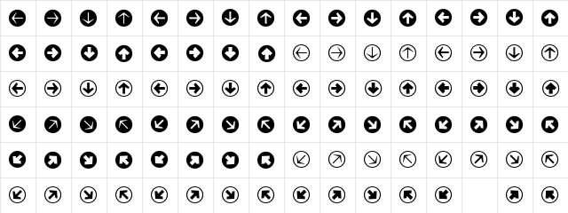 MiniPics DirectionalRA  glyph index