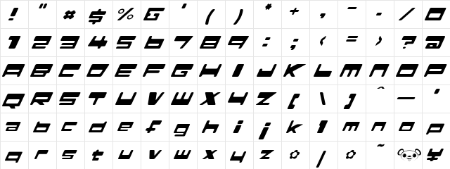 SHOWA73A Medium Italic  glyph index
