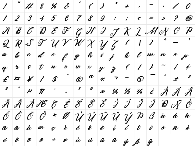 lotus Regular  glyph index