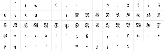 Uechi-Gothic Regular  glyph index