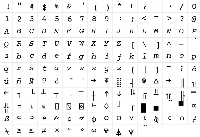 Bon-Normal Regular  glyph index