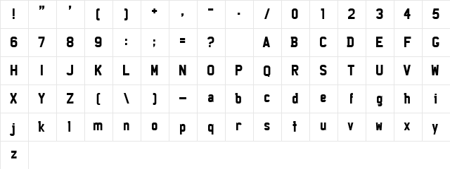 Licenz Plate Regular  glyph index