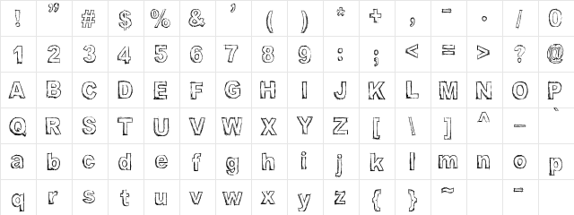 AMC_Sketchy Outines Regular  glyph index