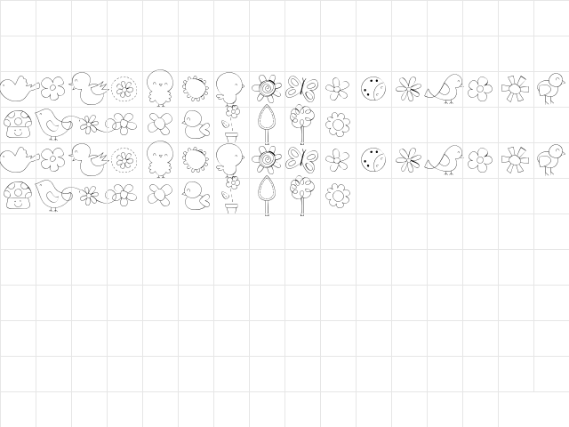 MTF Sweet Nature Dings Regular  glyph index