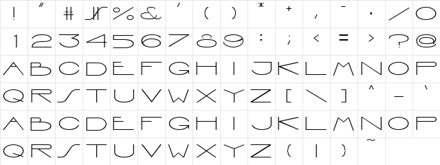 Slim Beauty Regular  glyph index