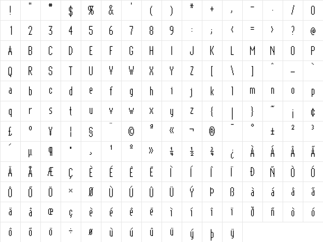 NewGenevaNineICG Point  glyph index