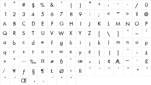 Perry-Normal Regular  glyph index
