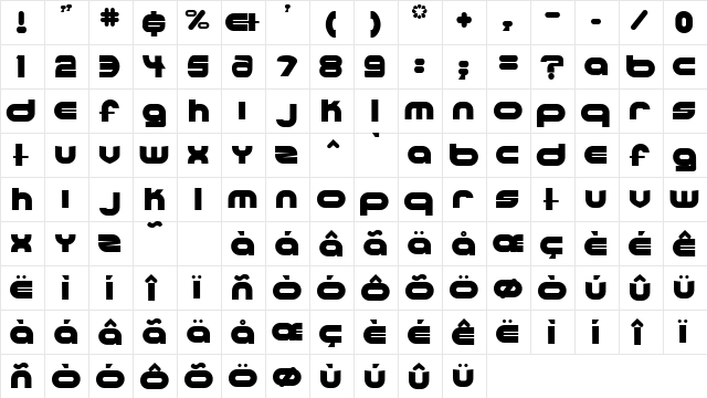 Ultraworld Regular  glyph index