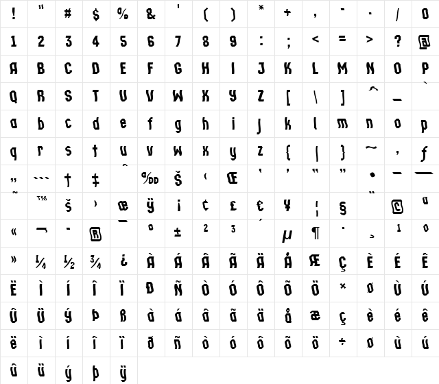 a_TechnicsWv DemiBold  glyph index